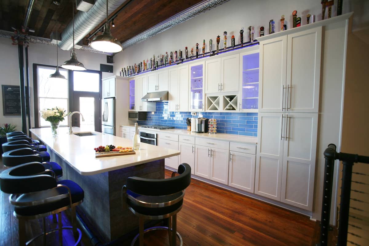 Large kitchen island with seating for guests