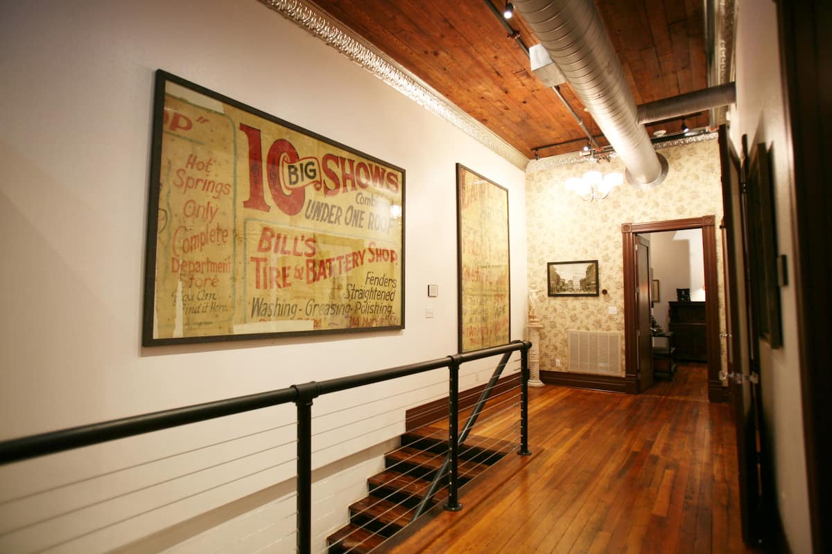 Hallway with vintage Hot Springs advertising art